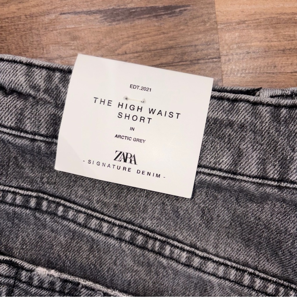 Zara The High Waist Short in Arctic Grey sz 10 NWT distressed - Picture 3 of 6